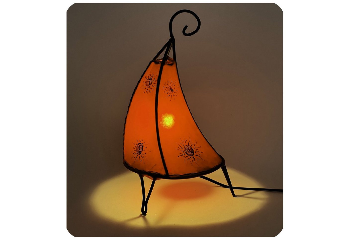 SIMANDRA Stehlampe Tissir Sonne 36 cm, Ambilight, ohne Leuchtmittel, Warmweiß, marokkanische Lederlampe – Bild 2 von 2