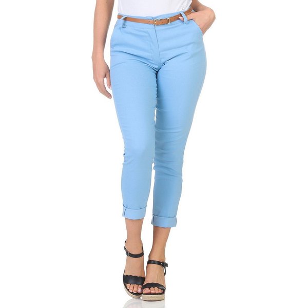 simaranda Chinohose Damen Hose Gürtel 1028 2XL Hellblau