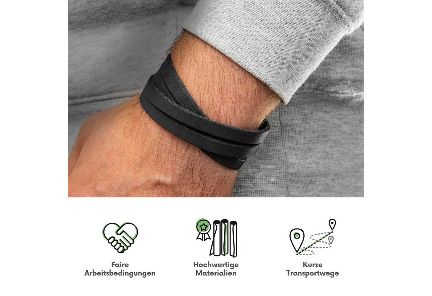 Simaru Lederarmband Anpassbar, Armband aus Premium Leder Made in Germany, Jede Größe möglich – Bild 4 von 5
