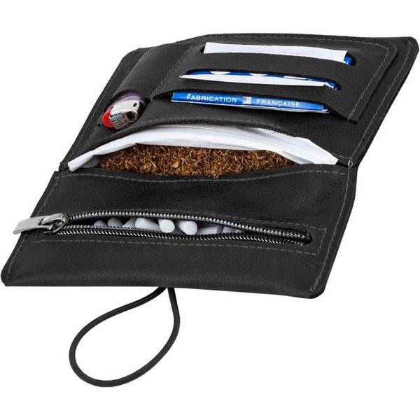 Simaru Tabakbeutel Tabaktasche Drehertasche Sintra, feinstes echt Leder, austauschbare Gummis, für 30g Tabak, Made in EU