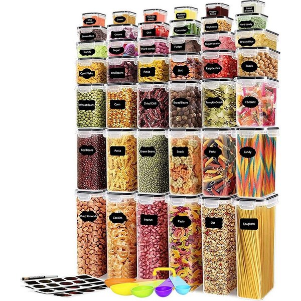 Simloveve Vorratsdose, (42 Stück Vorratsdosen Set, BPA-frei, 42-tlg., Plastik Aufbewahrungsbox mit Deckel Luftdicht), 2800ml, 2000ml, 1400ml, 800ml, Küche Aufbe