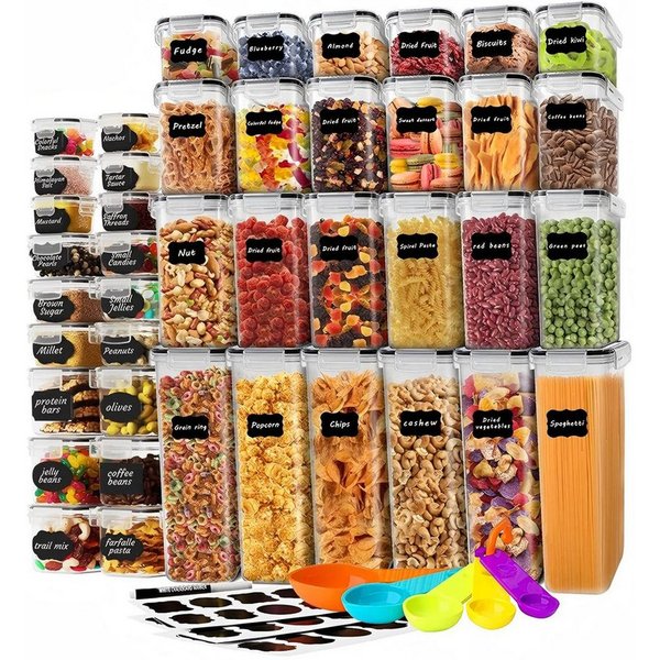 Simloveve Vorratsdose Vorratsdosen Set mit Deckel Luftdicht, (BPA Frei Vorratsbehälter Zucker, 42-tlg., Vorratsgläser, vorratsglas, Aufbewahrungsbox Küche), mit