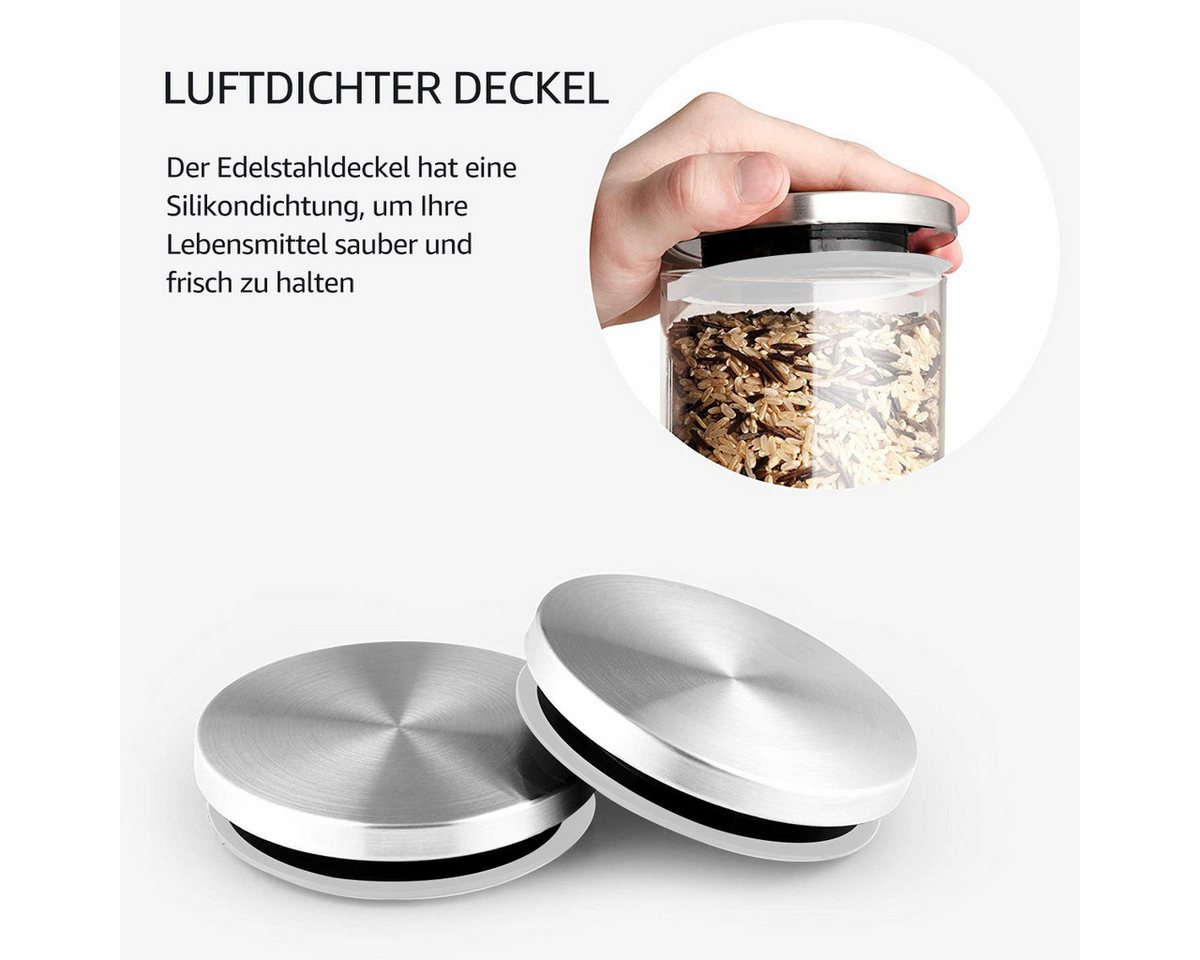 Simloveve Vorratsglas, Glas, (5-tlg), 5er set Vorratsgläser mit Deckel, Optional Größe – Bild 3 von 5