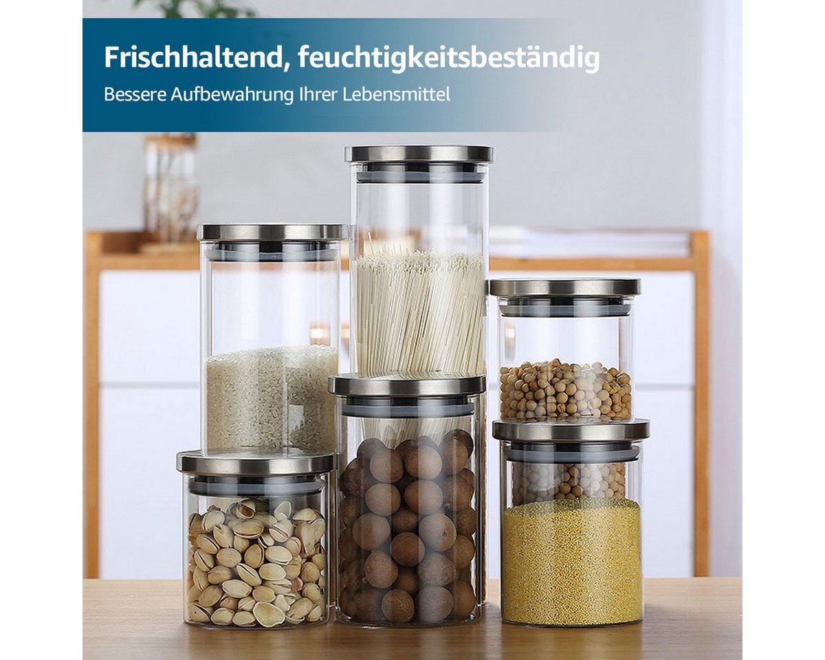 Simloveve Vorratsglas, Glas, (5-tlg), 5er set Vorratsgläser mit Deckel, Optional Größe – Bild 4 von 5