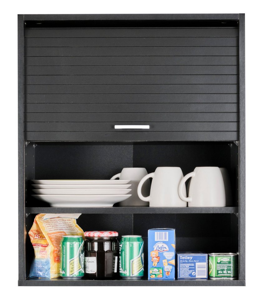 SIMMOB Rollladenschrank Küchenschrank, höhenverstellbare Böden, Schwarz, 72x60x35 cm – Bild 2 von 5