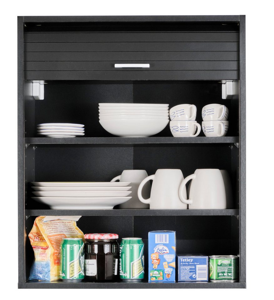 SIMMOB Rollladenschrank Küchenschrank, höhenverstellbare Böden, Schwarz, 72x60x35 cm – Bild 3 von 5