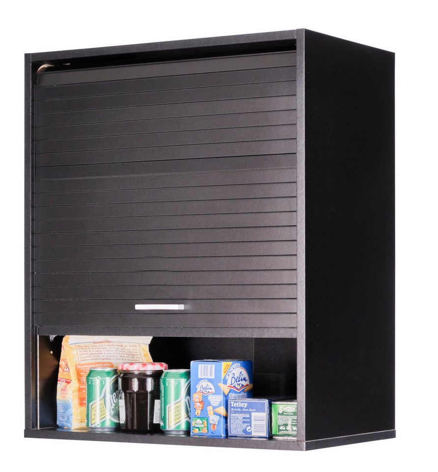 SIMMOB Rollladenschrank Küchenschrank, höhenverstellbare Böden, Schwarz, 72x60x35 cm – Bild 5 von 5