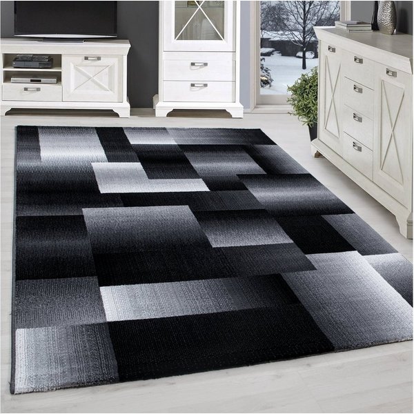 SIMPEX24 Designteppich Abstrakt Kariert Design, Läufer, Höhe: 12 mm, Kurzflor Teppich Wohnzimmer Abstrakt Kariert Design Pflegeleicht