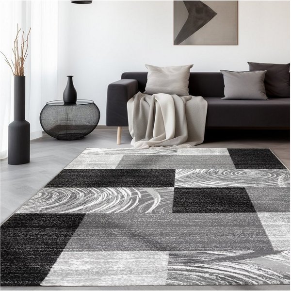 SIMPEX24 Designteppich Abstrakt Kariert Design, Läufer, Höhe: 12 mm, Modern Kurzflor Teppich Wohnzimmer Kariert Design Verschidene Größen