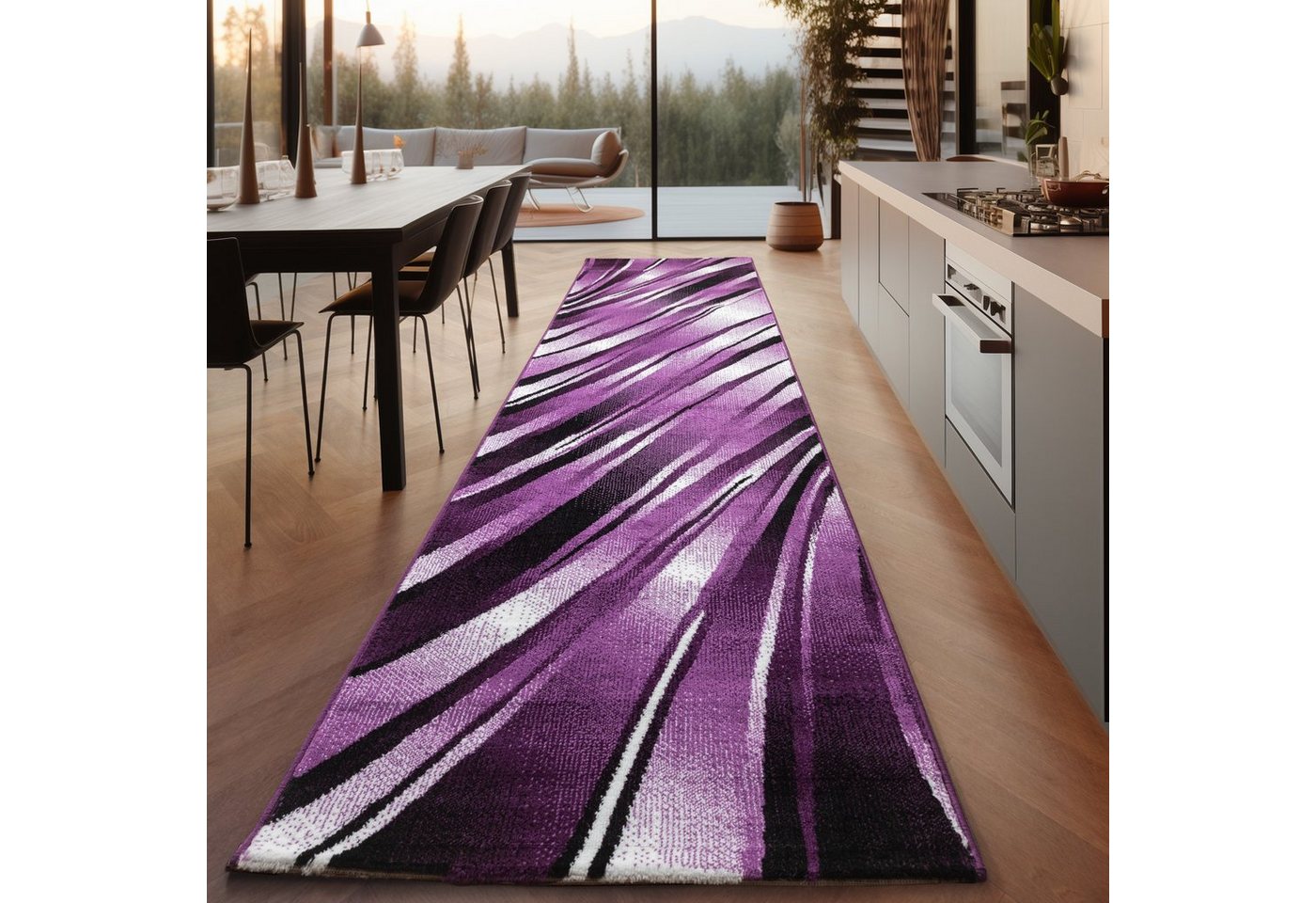 SIMPEX24 Designteppich Abstrakt Wellen Design, Läufer, Höhe: 12 mm, Kurzflor Teppich Wohnzimmer Abstrakt Wellen Design Verschidene Größen – Bild 3 von 5