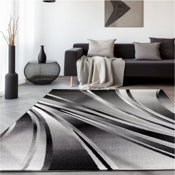 SIMPEX24 Designteppich Abstrakt Wellen Design, Läufer, Höhe: 12 mm, Kurzflor Teppich Wohnzimmer Abstrakt Wellen Design Verschidene Größen