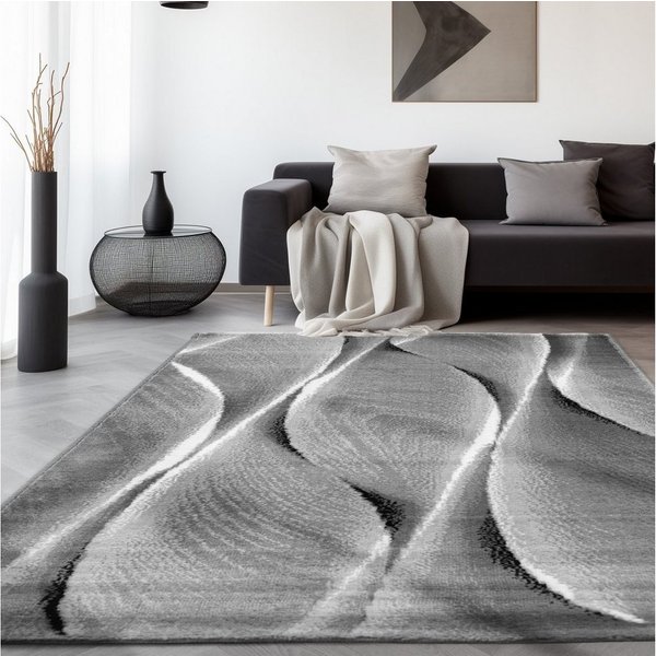 SIMPEX24 Designteppich Ombre Design, Läufer, Höhe: 12 mm, Modern Kurzflor Teppich Wohnzimmer Wellen Holz Optik Verschidene Größe