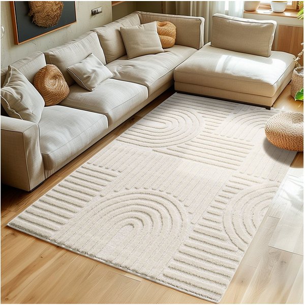 SIMPEX24 Designteppich Skandinavischer Boho, Rund, Höhe: 8 mm, Teppich Wohnzimmer, Schlafzimmer, Gästezimmer