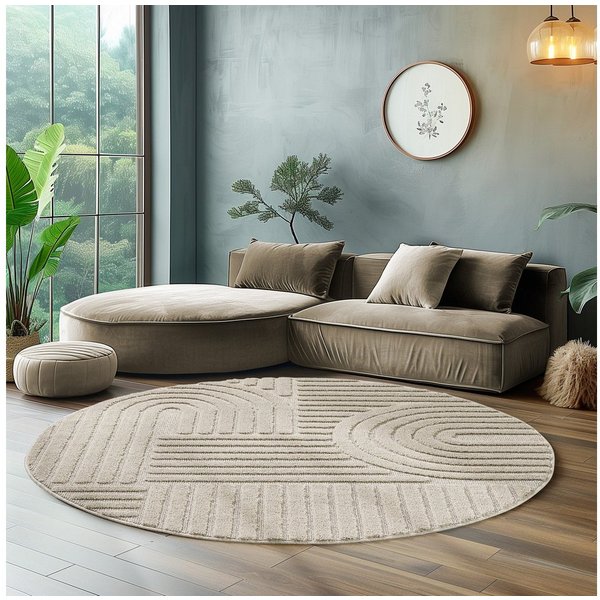 SIMPEX24 Designteppich Skandinavischer Boho, Rund, Höhe: 8 mm, Teppich Wohnzimmer, Schlafzimmer, Gästezimmer