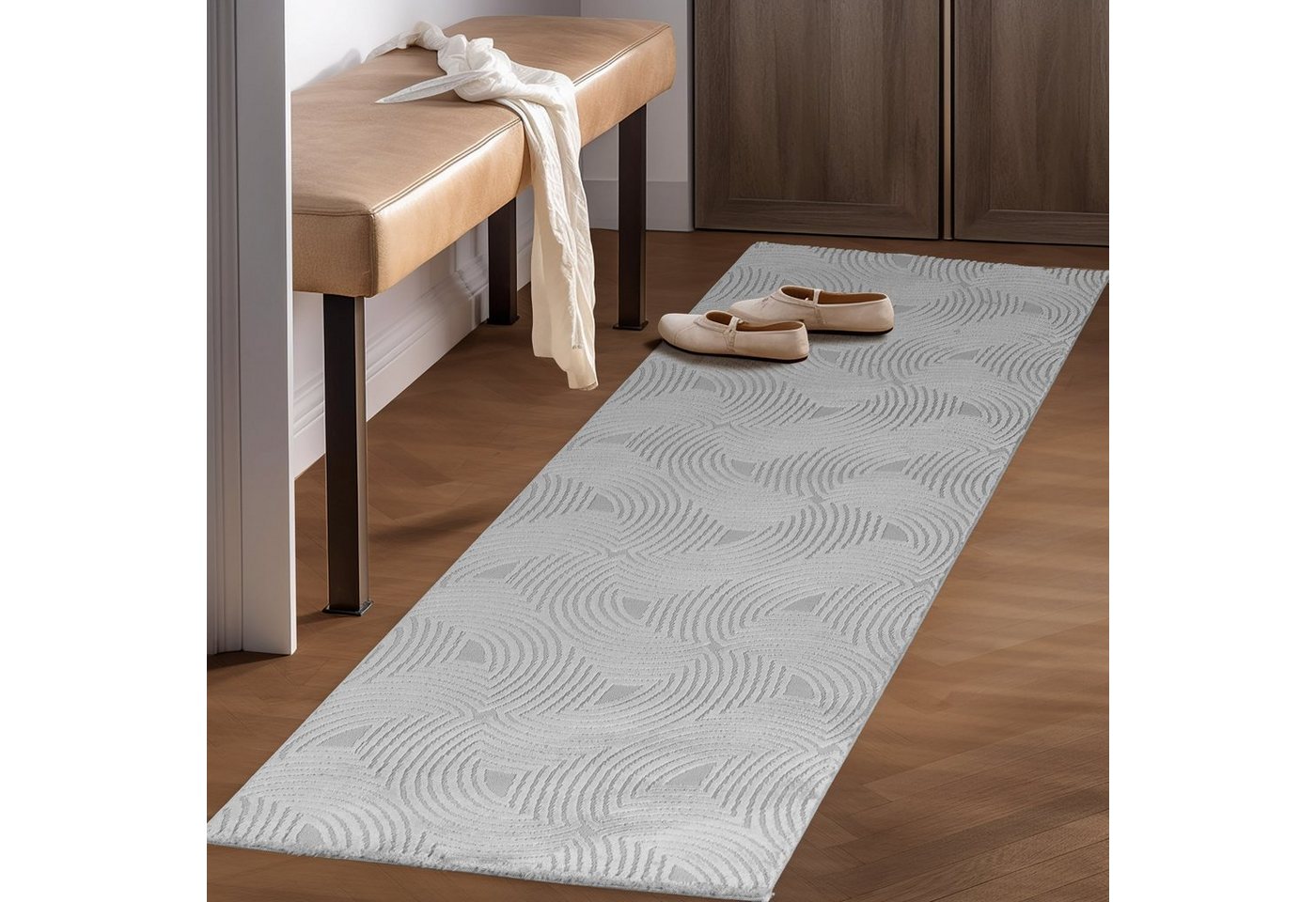 SIMPEX24 Designteppich Skandinavisches Boho Design, Läufer, Höhe: 12 mm, Teppich Wohnzimmer Boho Design Skandinavische Stil Natur Optik – Bild 3 von 5