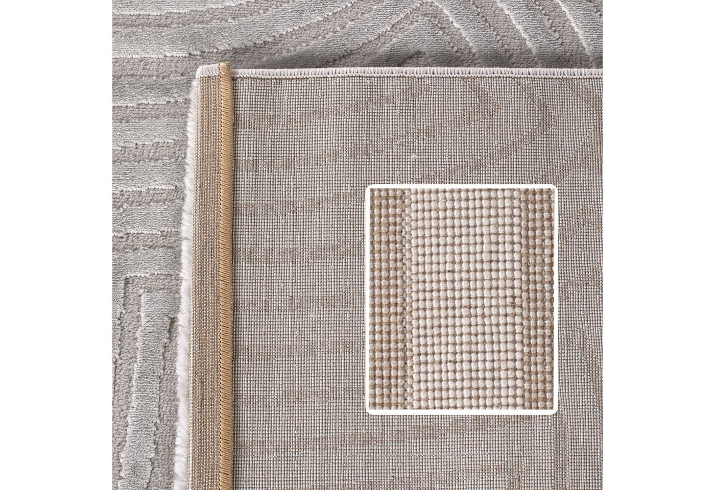 SIMPEX24 Designteppich Skandinavisches Boho Design, Läufer, Höhe: 12 mm, Teppich Wohnzimmer Boho Design Skandinavische Stil Natur Optik – Bild 5 von 5