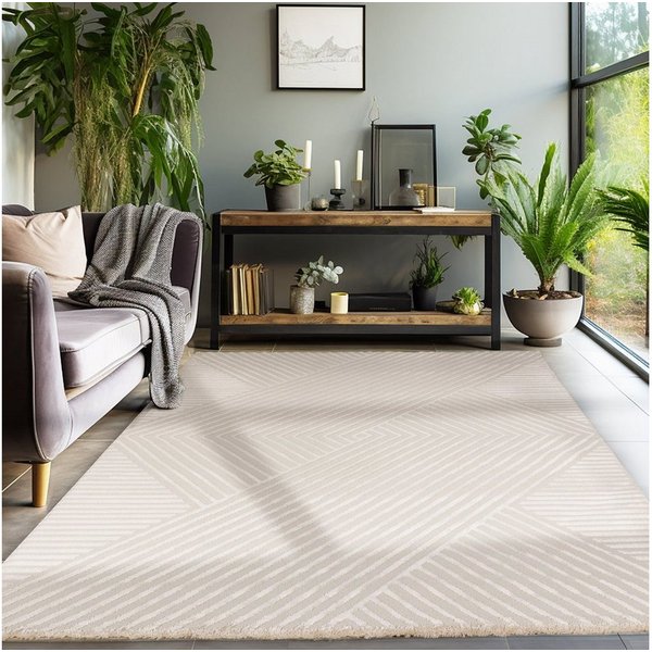 SIMPEX24 Designteppich Skandinavisches Boho Muster, Läufer, Höhe: 12 mm, Teppich Wohnzimmer Boho Design Skandinavische Stil Natur Optik