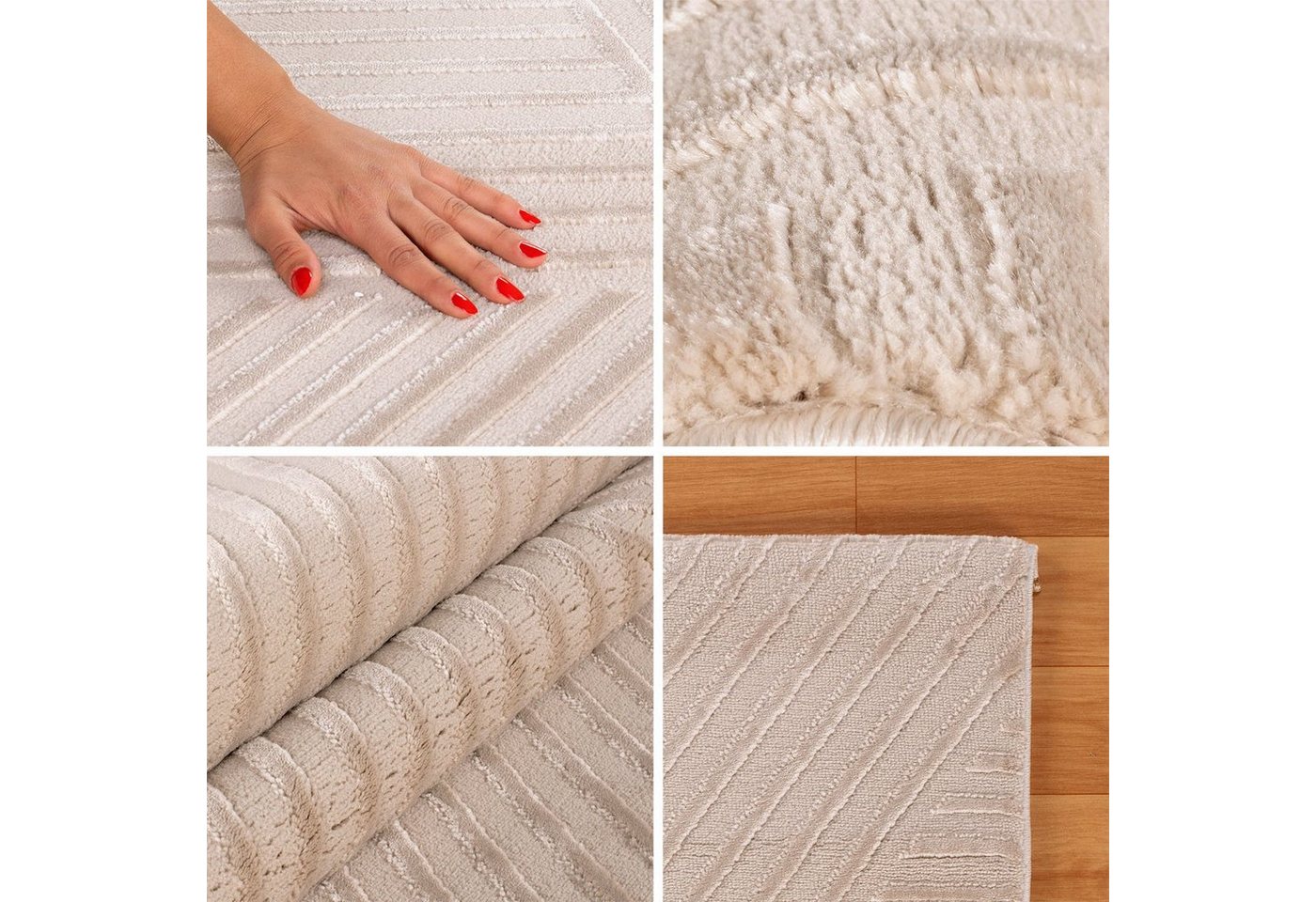 SIMPEX24 Designteppich Skandinavisches Boho Muster, Läufer, Höhe: 12 mm, Teppich Wohnzimmer Boho Design Skandinavische Stil Natur Optik – Bild 2 von 5