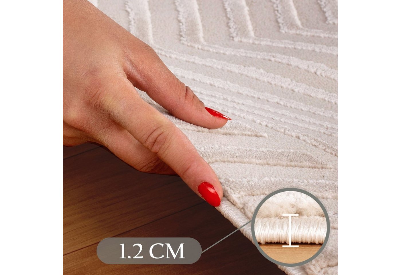 SIMPEX24 Designteppich Skandinavisches Boho Muster, Läufer, Höhe: 12 mm, Teppich Wohnzimmer Boho Design Skandinavische Stil Natur Optik – Bild 4 von 5