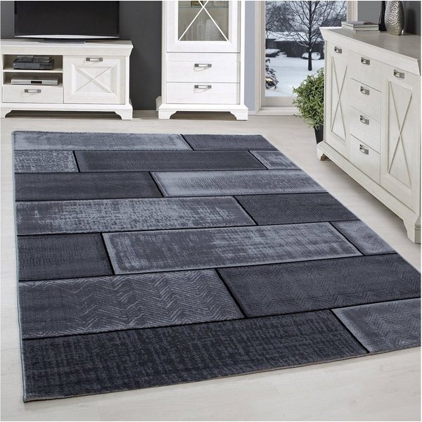 SIMPEX24 Designteppich Steine Design, Läufer, Höhe: 6 mm, Kurzflor Teppich Wohnzimmer Abstrakt Kariert Design Pflegeleicht