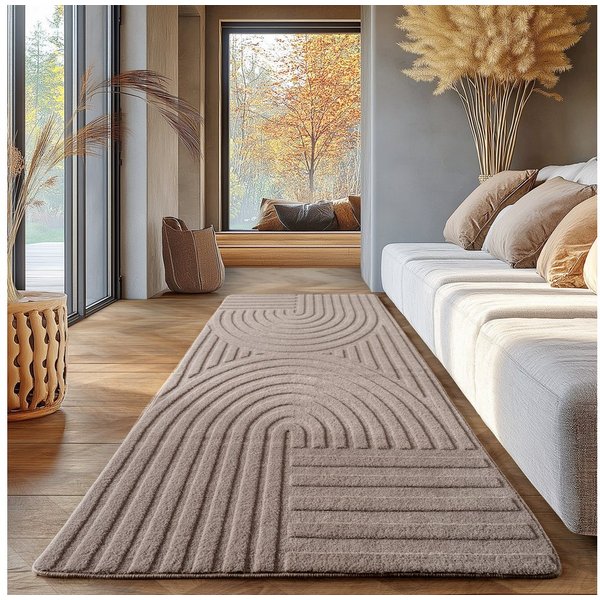 SIMPEX24 Designteppich Unicolor - Einfarbig, Rechteckig, Höhe: 12 mm, Kurzflor Boho Teppich Weich Anti-Rutsch Rückseite Waschbar