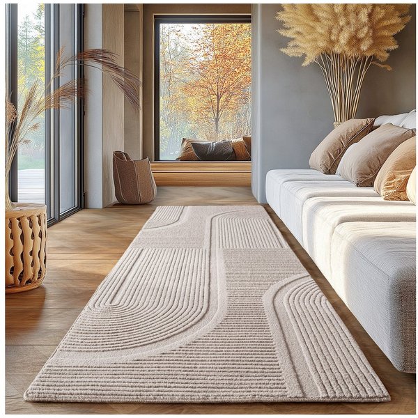 SIMPEX24 Designteppich Unicolor - Einfarbig, Rechteckig, Höhe: 12 mm, Kurzflor Boho Teppich Weich Anti-Rutsch Rückseite Waschbar