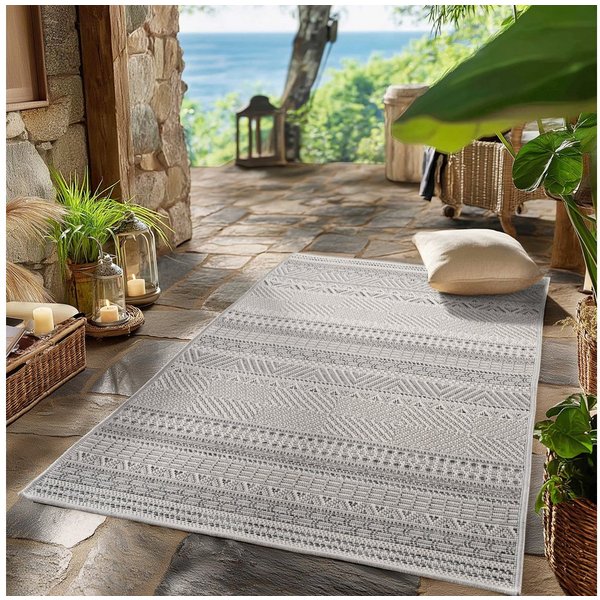 SIMPEX24 Outdoorteppich Boho Design, Läufer, Höhe: 5 mm, Outdoor Teppich Wetterfest Modern Design Wohnzimmer Küchen Terrasse
