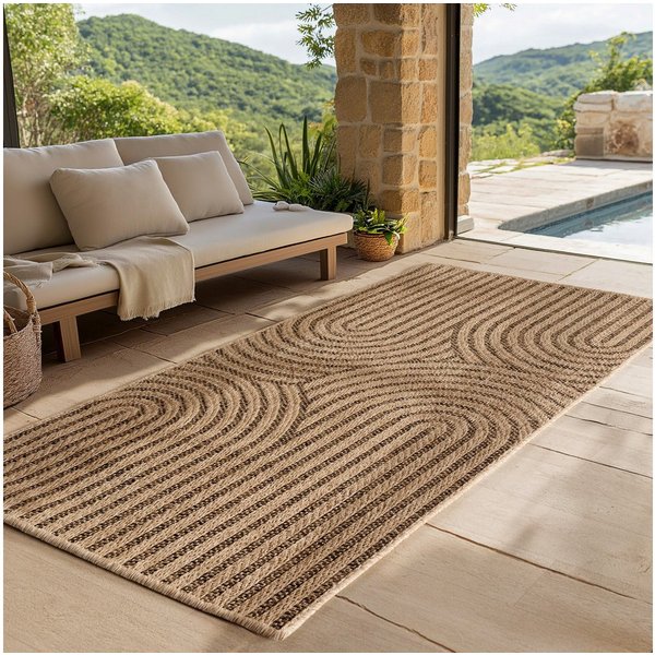 SIMPEX24 Outdoorteppich Boho Design, Läufer, Höhe: 5 mm, Outdoor Teppich Wetterfest Modern Wohnzimmer Küchen Terrasse Balkon