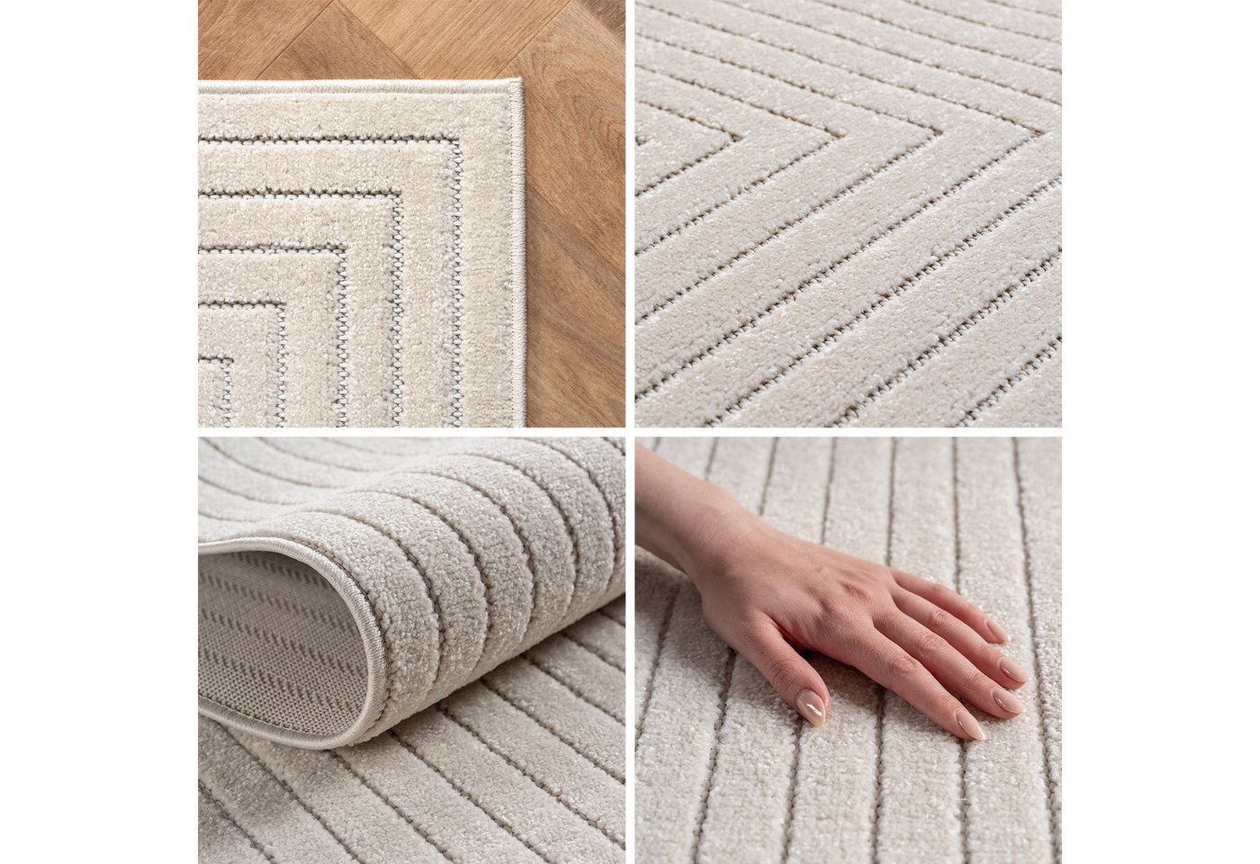 SIMPEX24 Outdoorteppich Skandinavischer 3D Design, Rund, Höhe: 5 mm, Outdoor Teppich Wetterfest Modern Wohnzimmer Küchen Terrasse Balkon – Bild 4 von 5