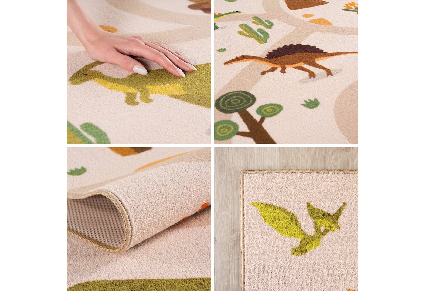 SIMPEX24 Teppich Bunte Dino Welt, Rund, Höhe: 8 mm, Teppich Kinderzimmer – Bild 2 von 5