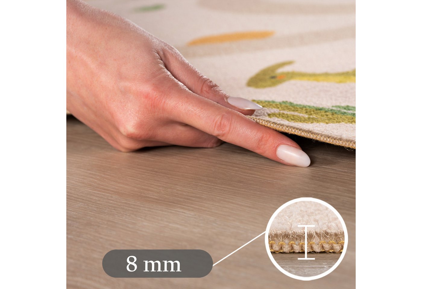 SIMPEX24 Teppich Bunte Dino Welt, Rund, Höhe: 8 mm, Teppich Kinderzimmer – Bild 3 von 5