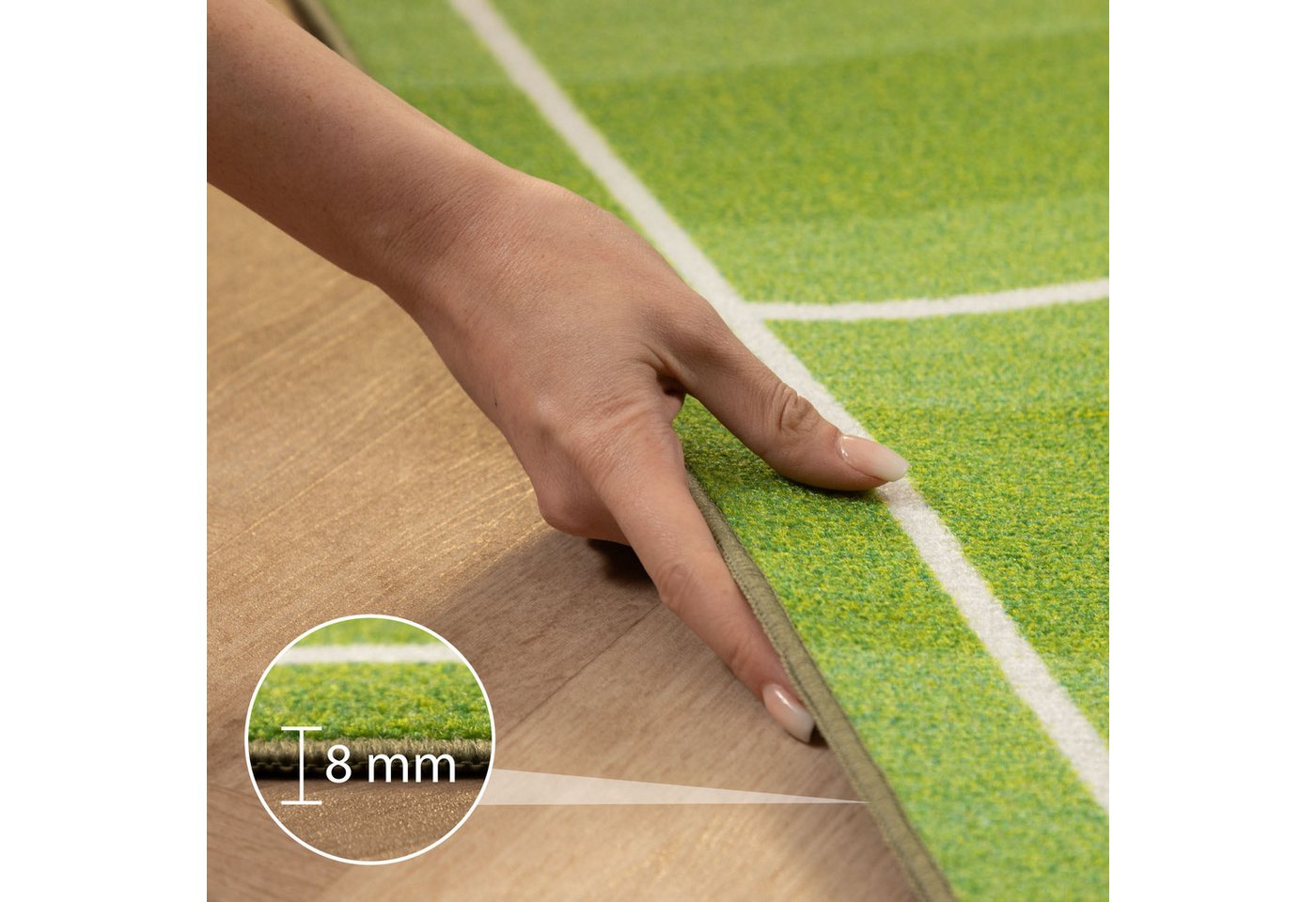 SIMPEX24 Teppich Fußballstadion, Rechteckig, Höhe: 7 mm, Kinderteppich Fußballstadion Teppich Kinderzimmer Rutschfest Waschbar – Bild 3 von 5