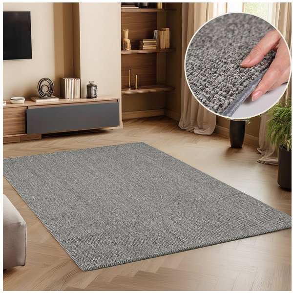 SIMPEX24 Teppich Unicolor, Rechteckig, Höhe: 7 mm, Schlingenteppich Schlafzimmer Einfarbig Meliert Design