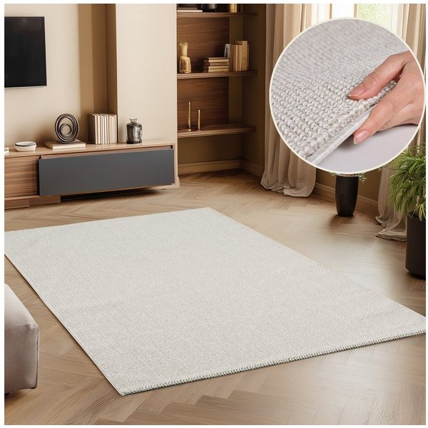 SIMPEX24 Teppich Unicolor, Rechteckig, Höhe: 7 mm, Schlingenteppich Schlafzimmer Einfarbig Meliert Design