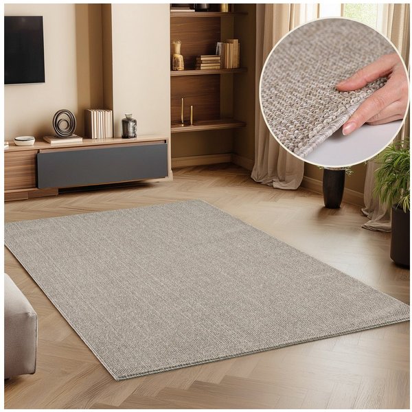 SIMPEX24 Teppich Unicolor, Rechteckig, Höhe: 7 mm, Schlingenteppich Schlafzimmer Einfarbig Meliert Design