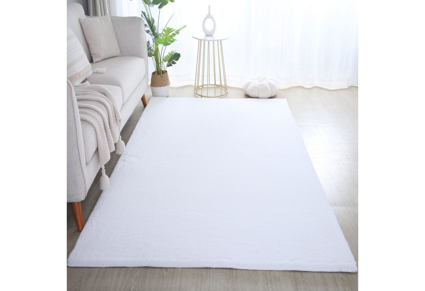 SIMPEX24 Teppich Unicolor - Einfarbig, Läufer, Höhe: 20 mm, Teppich Wohnzimmer Einfarbig Shaggy Modern Flauschiger Felloptik Weich – Bild 2 von 5