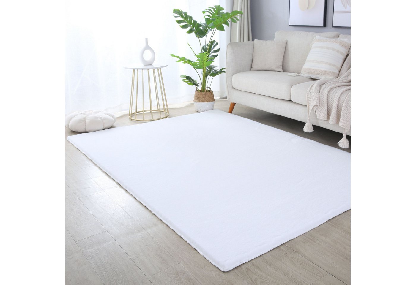 SIMPEX24 Teppich Unicolor - Einfarbig, Läufer, Höhe: 20 mm, Teppich Wohnzimmer Einfarbig Shaggy Modern Flauschiger Felloptik Weich – Bild 3 von 5