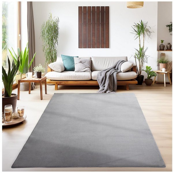 SIMPEX24 Teppich Unicolor - Einfarbig, Läufer, Höhe: 7 mm, Kurzflor Rund Teppich Anti Rutsch Rückseite Waschbar Flauschiger