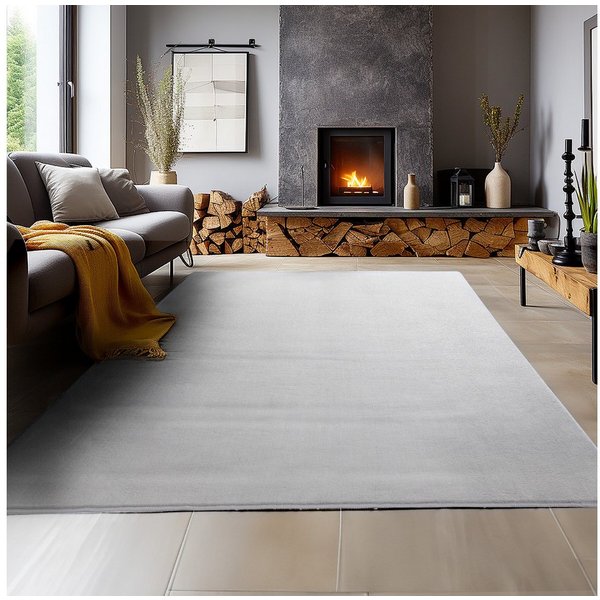 SIMPEX24 Teppich Unicolor - Einfarbig, Läufer, Höhe: 7 mm, Kurzflor Rund Teppich Anti Rutsch Rückseite Waschbar Flauschiger