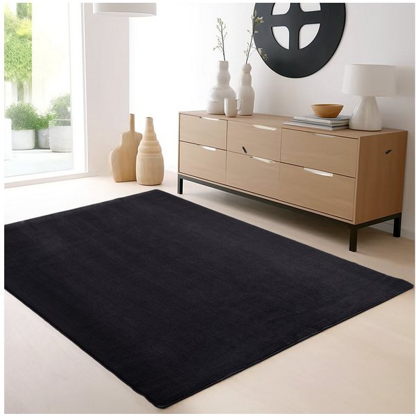 SIMPEX24 Teppich Unicolor - Einfarbig, Läufer, Höhe: 7 mm, Kurzflor Rund Teppich Anti Rutsch Rückseite Waschbar Flauschiger