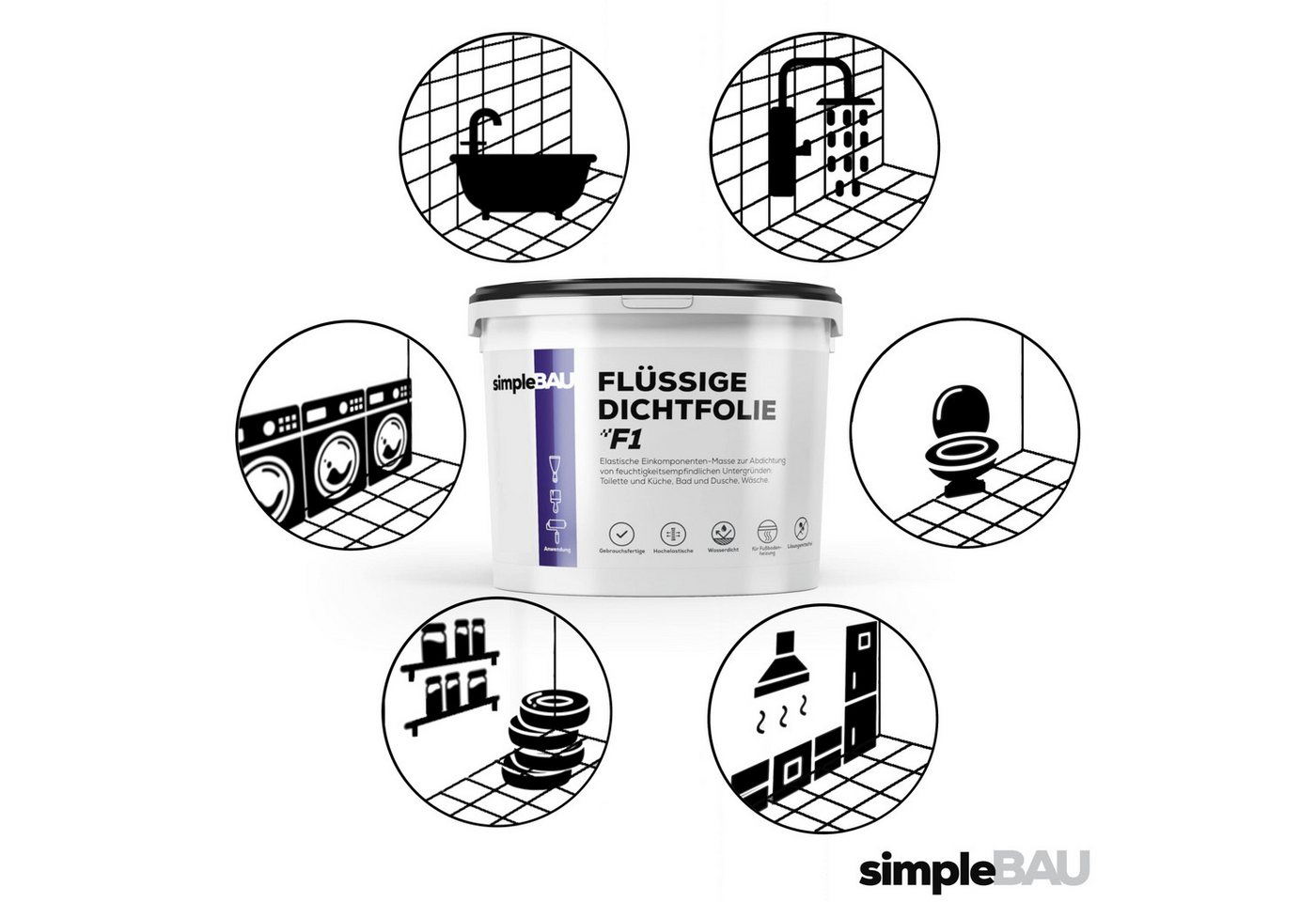 simpleBAU Dichtstoff Wasserdicht F1 - Einkomponente Abdichtung Dichtungsmasse - 1.5 kg – Bild 3 von 5