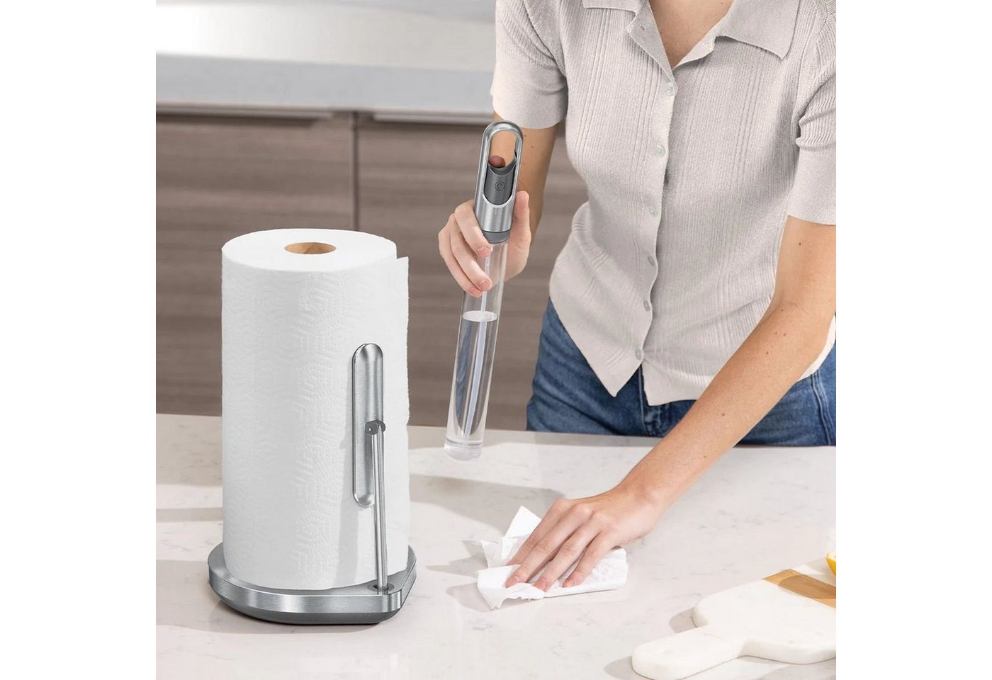 simplehuman Küchenrollenhalter mit Pumpe Edelstahl Gebürstet – Bild 4 von 4