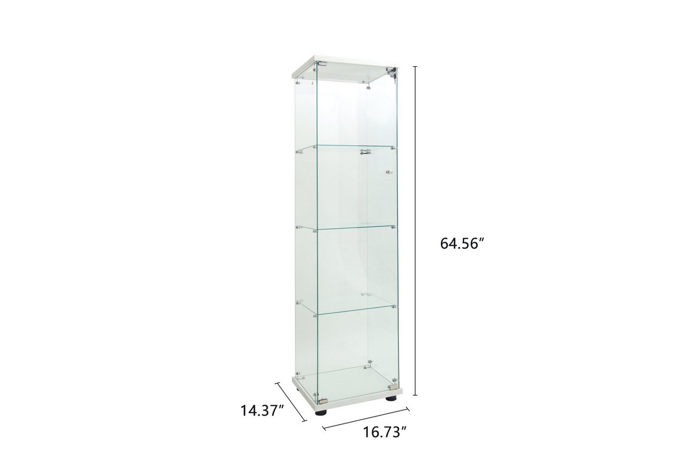 Simurq Glasvitrine mit LED Beleuchtung Standvitrine mit Glastür,Eckvitrine Glas (1-2 Packungen, Vitrinenschrank mit 1 türen,Schloss) Glas vitrine aus Gehärtetes – Bild 2 von 5
