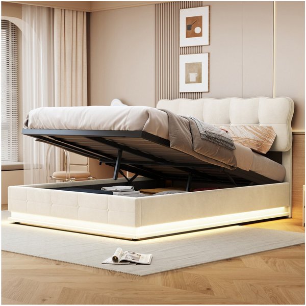 Simurq Polsterbett Doppelbett 140x200 cm,Boxspringbett,Polsterbett,Stauraumbett,Beige (Boxspringbett 140x200,Bettgestell,Hydraulisch Stauraumbett 140×200cm), 14