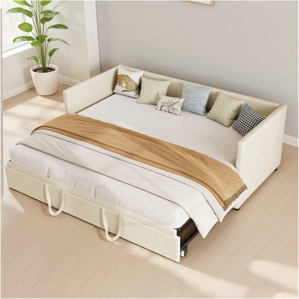 Simurq Schlafsofa Ausziehbares Schlafsofa, Gästebett mit Armlehnen, Tagesbett, Daybett Schlafsofa mit Ausziehbett 90/180x200cm Samt Bezug