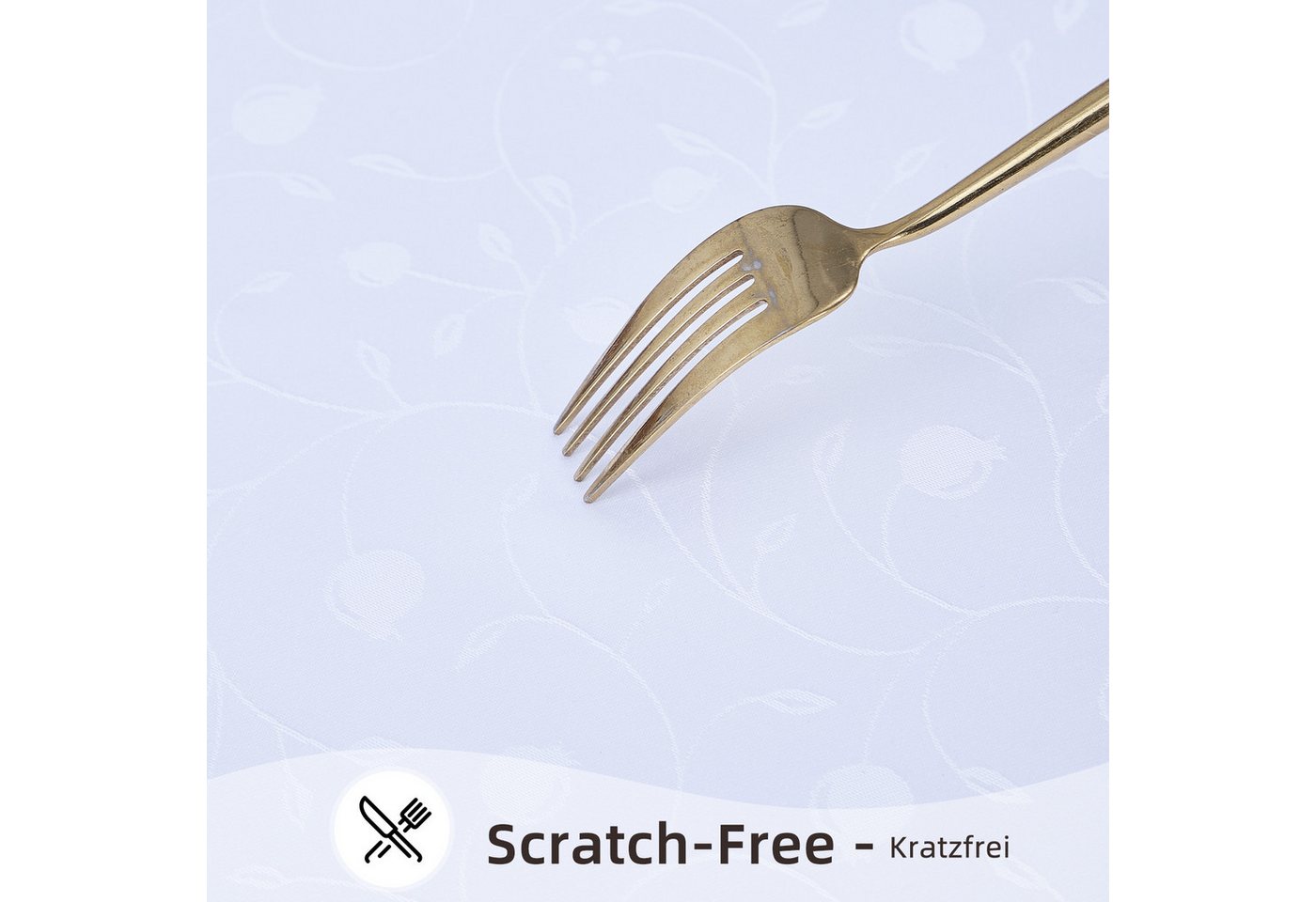 Simurq Tischdecke Abwaschbar - Lotuseffekt, Wasserabweisend & Pflegeleicht Tischdecken (Tischdecke weiß Grau Beige Tischdecke Rund - Tischtuch Table Cloth) – Bild 4 von 5