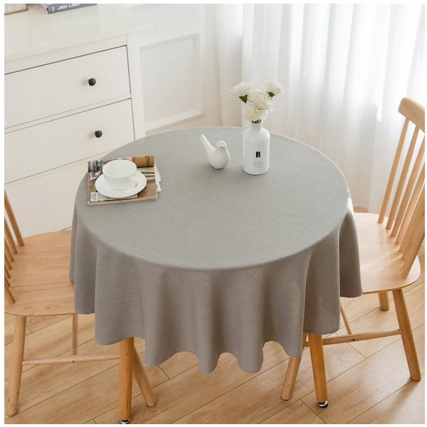 Simurq Tischdecke Rund 140 Leinenoptik Lotuseffekt Tischwäsche Wasserabweisend (Tischwäsche Wasserabweisend, Tischdecke Rund φ140cm), Tischdecke Abwaschbar Outd