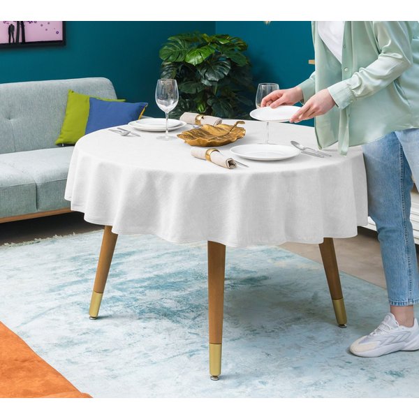 Simurq Tischdecke Wasserabweisend, Leinenoptik Tischdecke Abwaschbar - Lotuseffekt (Pflegeleicht & fleckenabweisend Tischdecken, Tischdecke Rund - Tischtuch Tab