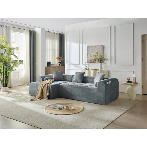 Sinaopus Ecksofa Modulares Sofa aus Chenille als Ecksofa mit Komfortpolsterung, Großzügiges Lounge Sofa mit tiefem Sitzbereich ohne Montage