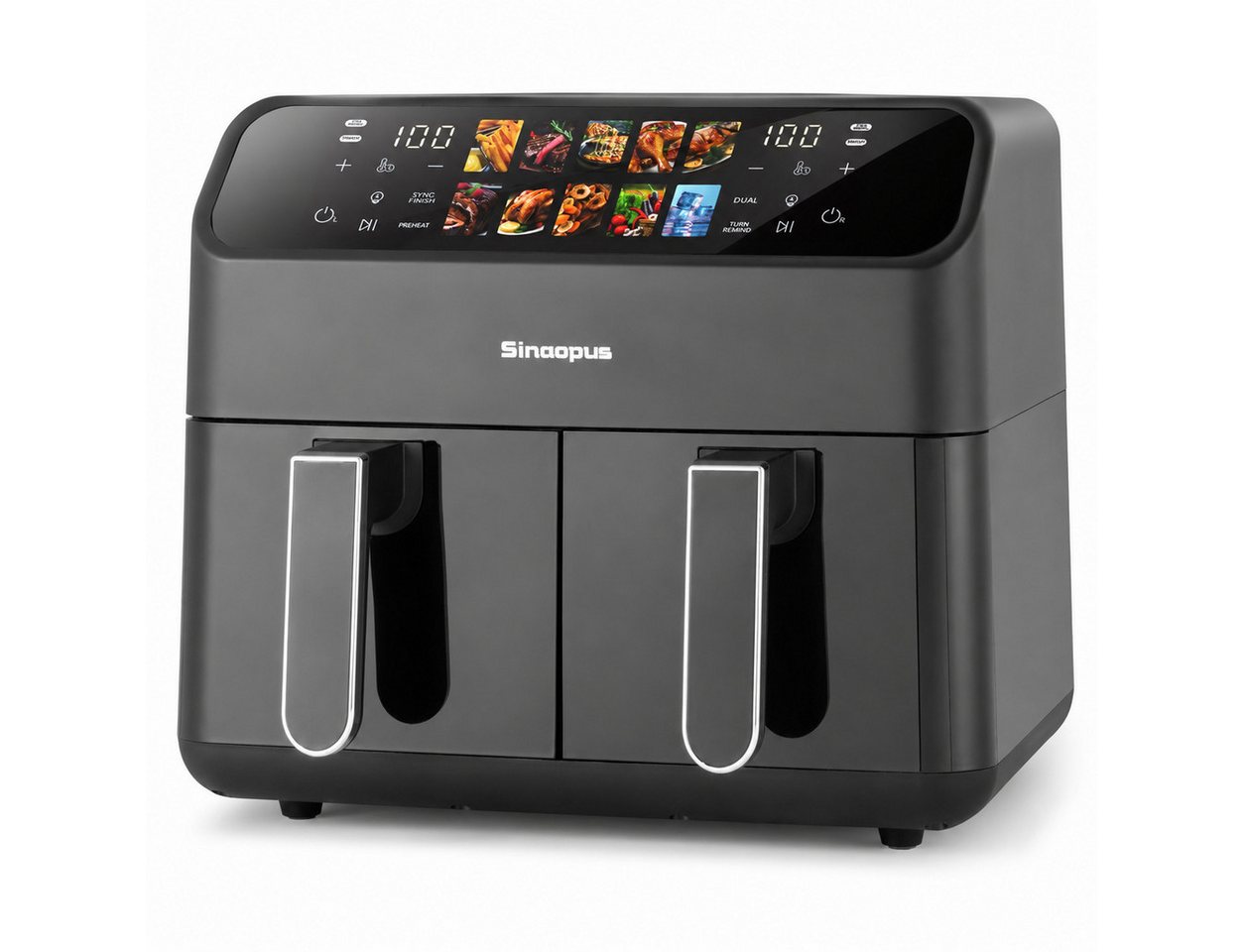 Sinaopus Heißluftfritteuse 10L Dual Zone, 2 Körbe, Airfryer XXL mit 10 Programmen, 2000 W, Doppelkammer-Airfryer mit LED-Touchscreen & 80–200 °C – Bild 2 von 5
